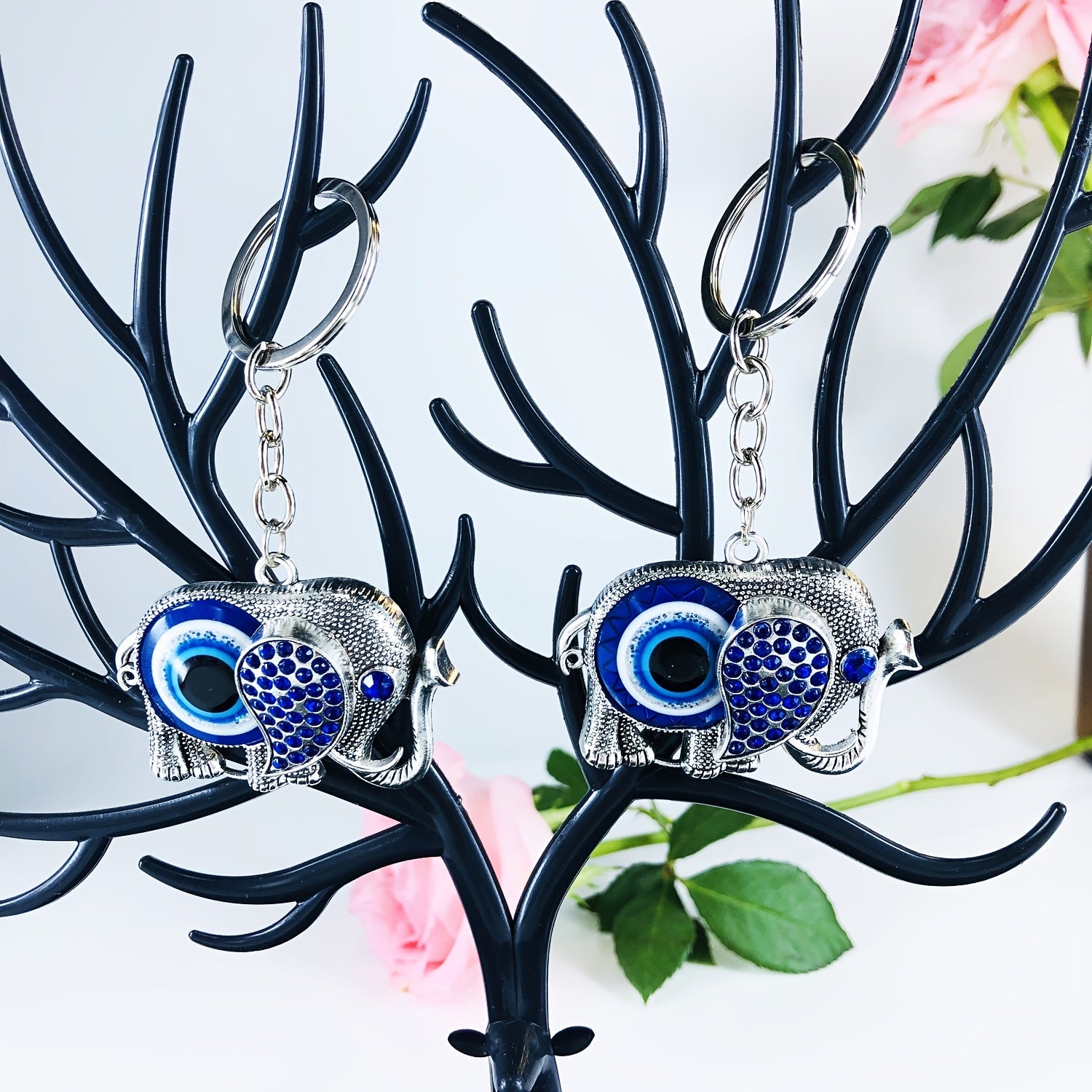 Evil Eye Elephant Keychain Lucky Charm Car Bag Pendant