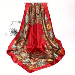 Fashionable Cashew Print Satin Square Scarf Large Shawl for Men