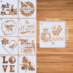16pcs Reusable Bee Stencils for Honeycomb Designs on Wood Fabric and Walls