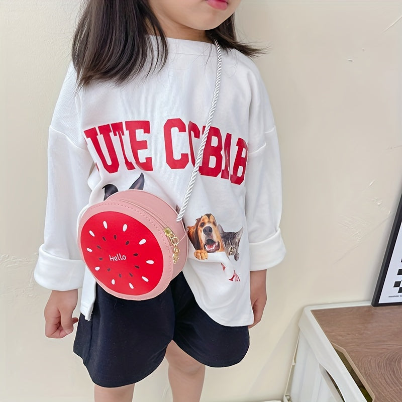 Kids Round Crossbody Bag Fruits Pattern Coin Purse