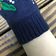 Vintage Owl Crocheted Half Finger Gloves Hand Knit Fingerless Gloves