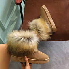 Women's Faux Fur Solid Snow Boots Thermal Plush Furry Shoes