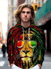 Lion 3D Print Hoodie Men Graphic Hooded Pullover Autumn Winter