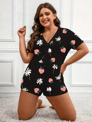 Daisy & Peach Print Button Up Romper