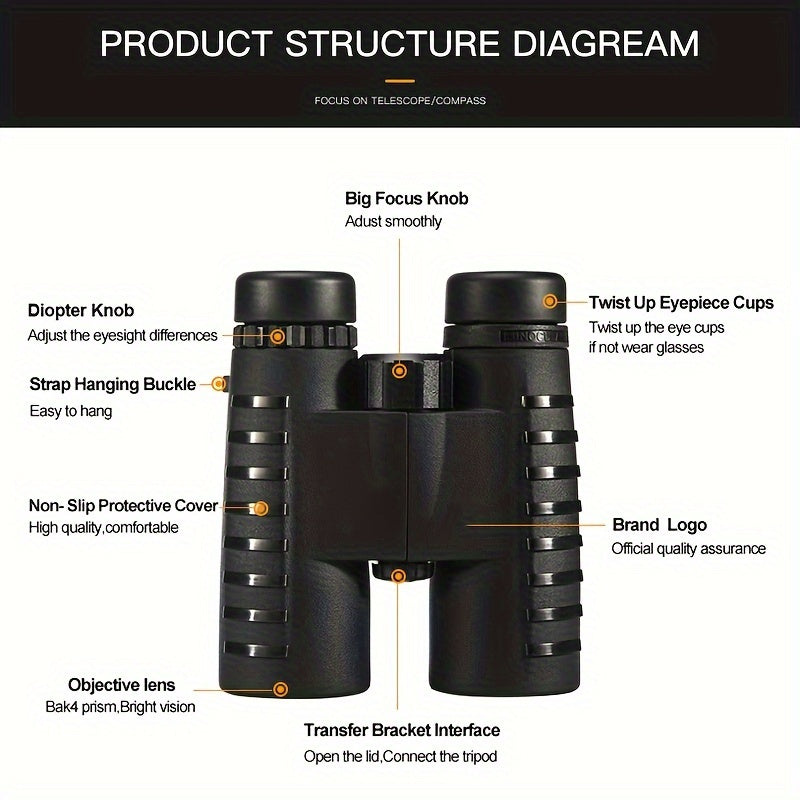 10x42 HD Binoculars Professional Telescope BAK4 Prism Opti
