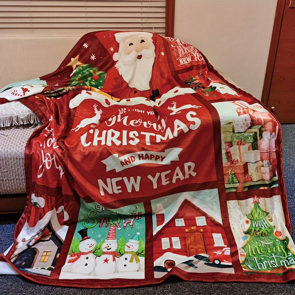 Christmas Themed Blanket Winter Warm Flannel Soft Blanket