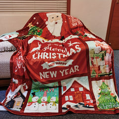 Christmas Themed Blanket Winter Warm Flannel Soft Blanket