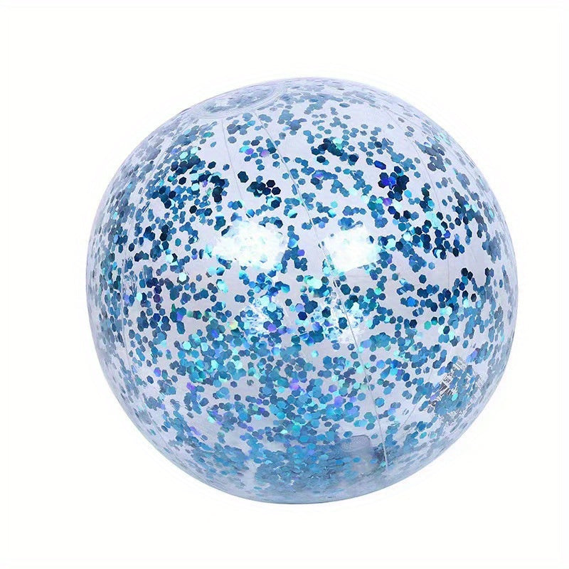 PVC Inflatable Sequin Beach Ball Water Pool Toy Transparent Glitter