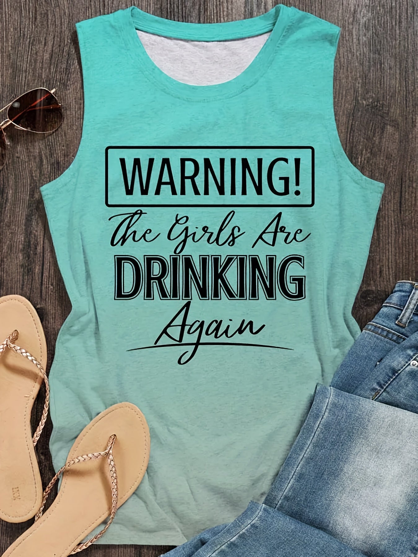 Letter Print Tank Top Sleeveless Summer Women's Clothing