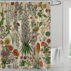 Green Floral Print Shower Curtain Waterproof Fabric Bathroom Decor 180x180