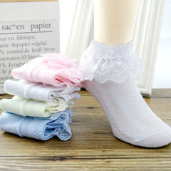 4 Pairs Toddler Girls Lace Cotton Socks