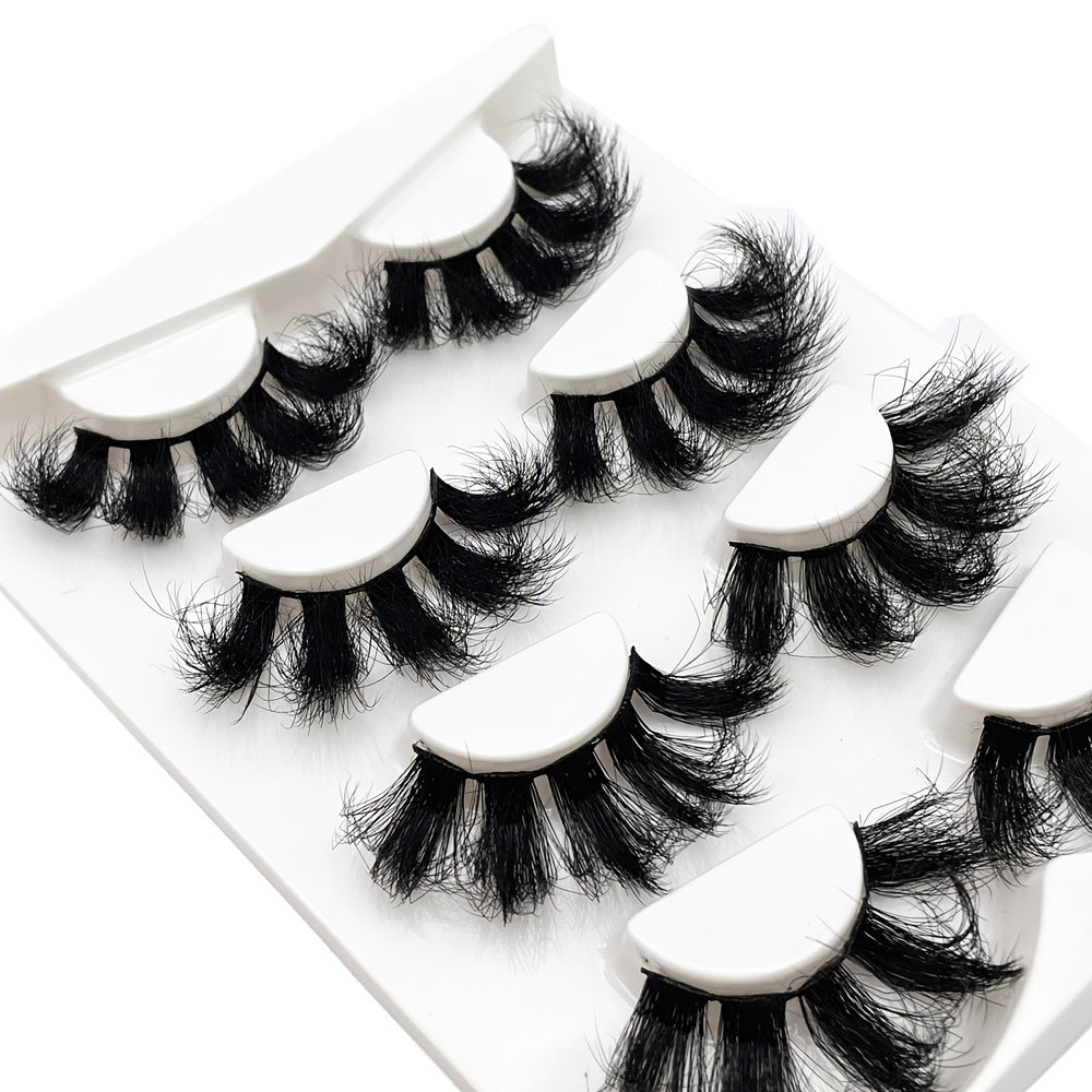 4 Pairs 25mm 5D Fluffy Natural Faux Mink Eyelash Extension