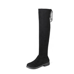 Suede Over Knee Boots Low Heel Lace Up Slip on Non-Slip Autumn Spring