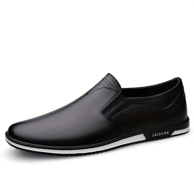 Men's Leather Slip On Loafers Lightweight Non Slip Comfy Casual Shoes