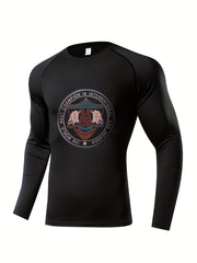 Skeleton Pattern Compression Shirt Men's Long Sleeve Athletic Baselayer