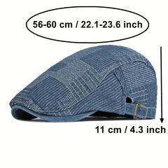 Washed Denim Men Hats Autumn Beret Caps Irish Buckle Cabbie Hat