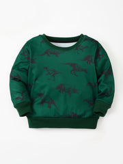 Boys Dinosaur Pullover Sweatshirt Round Neck Long Sleeve Warm Top