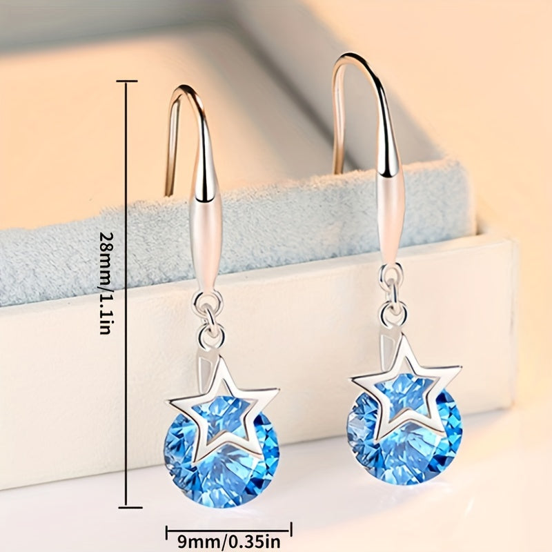 Star Rhinestone Copper Earrings Jewelry Holiday Gift For Girls
