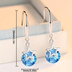 Star Rhinestone Copper Earrings Jewelry Holiday Gift For Girls