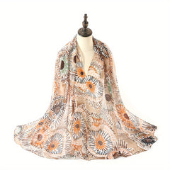 Tie Dye Block Voile Scarf Circle Print Shawl