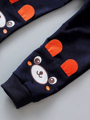 Bear Pattern Boy's 2pcs Plaid Sweatshirt & Sweatpants Set