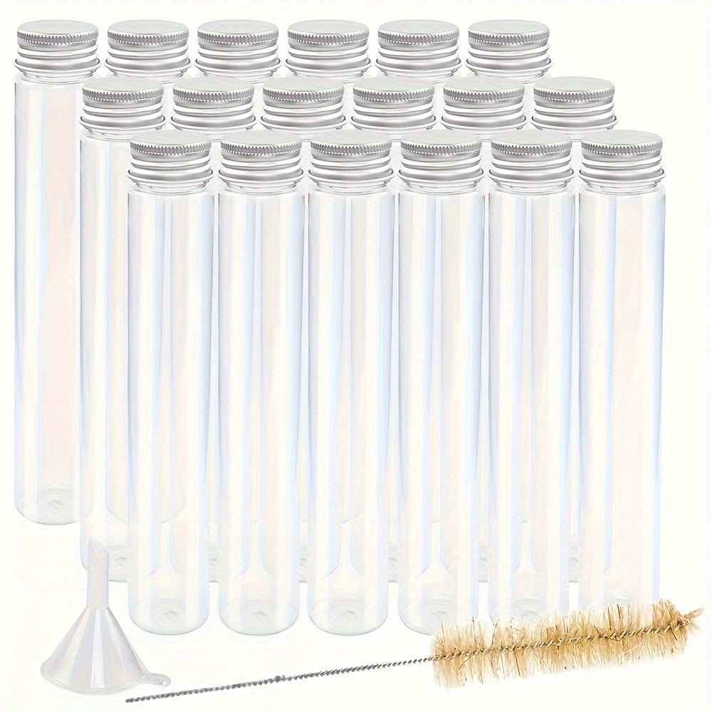 18pcs 115ml Transparent Plastic Test Tubes With Screw Caps and Funnels