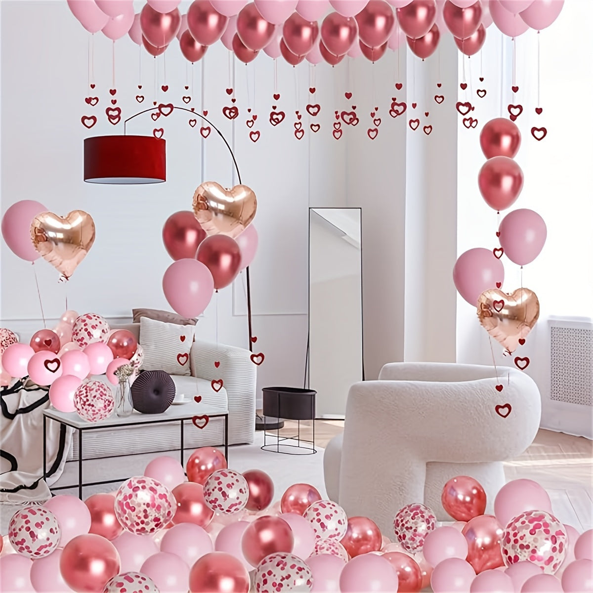 Romantic Balloons Set with Rose Petals and Letter Balloons