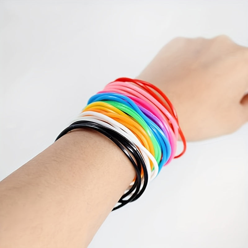 25 Pcs Elastic Bands Silicone Thin Bracelets Round Ring Accessories