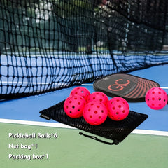 6pcs 40 Hole Pickleball Set with Mesh Bag