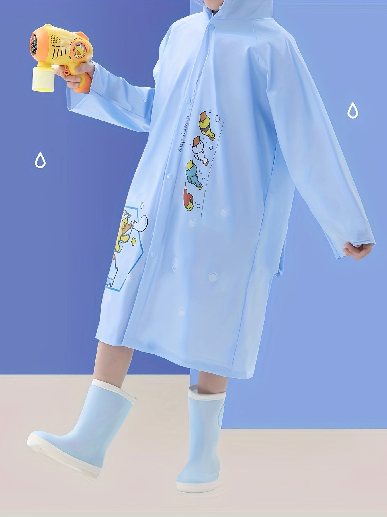 Duck Graphic Raincoat Reflective Hoodie for Kids