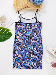 Girls' Luminous Marble Heart Pattern Cami Dress Youth Girls