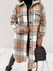 Women's Plaid Brushed Mid Length Loose Jacket