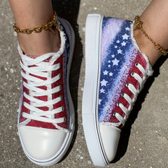 Women's Star Pattern Canvas Shoes Casual Lace Up Outdoor Shoes Lightweight