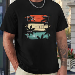 California Block Pattern Print Men's Sports T-shirt