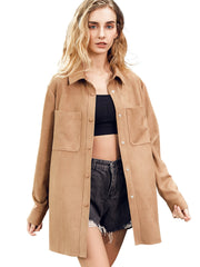 Button Front Casual Long Sleeve Coat