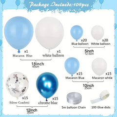 102pcs Balloons Arch Garland Kit Metallic Light Confetti Silvery Latex Balloons