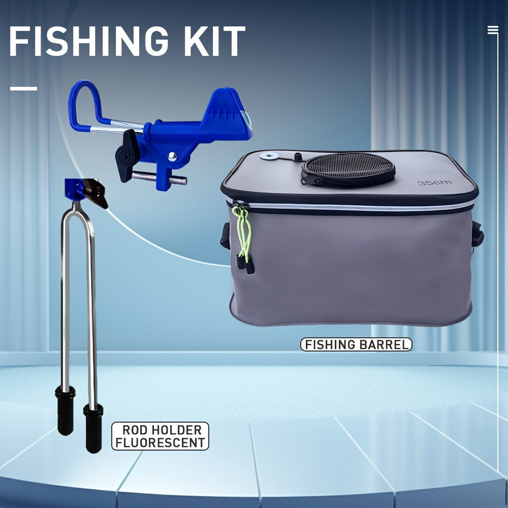 Collapsible Fishing Bucket with Rod Holder Leak-proof Live Bait Bucket