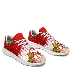 Christmas Snowman And Lantern Pattern Women's Outdoor Printed Sneakers