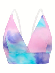 Ombre Tie Dye Print V Neck Bralette