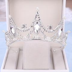 Baroque Style Bridal Tiara Headband with Faux Pearl Rhinestone Crown