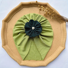 Baby Girls Solid Flowers Decor Cap Soft Hair Wrap Headband