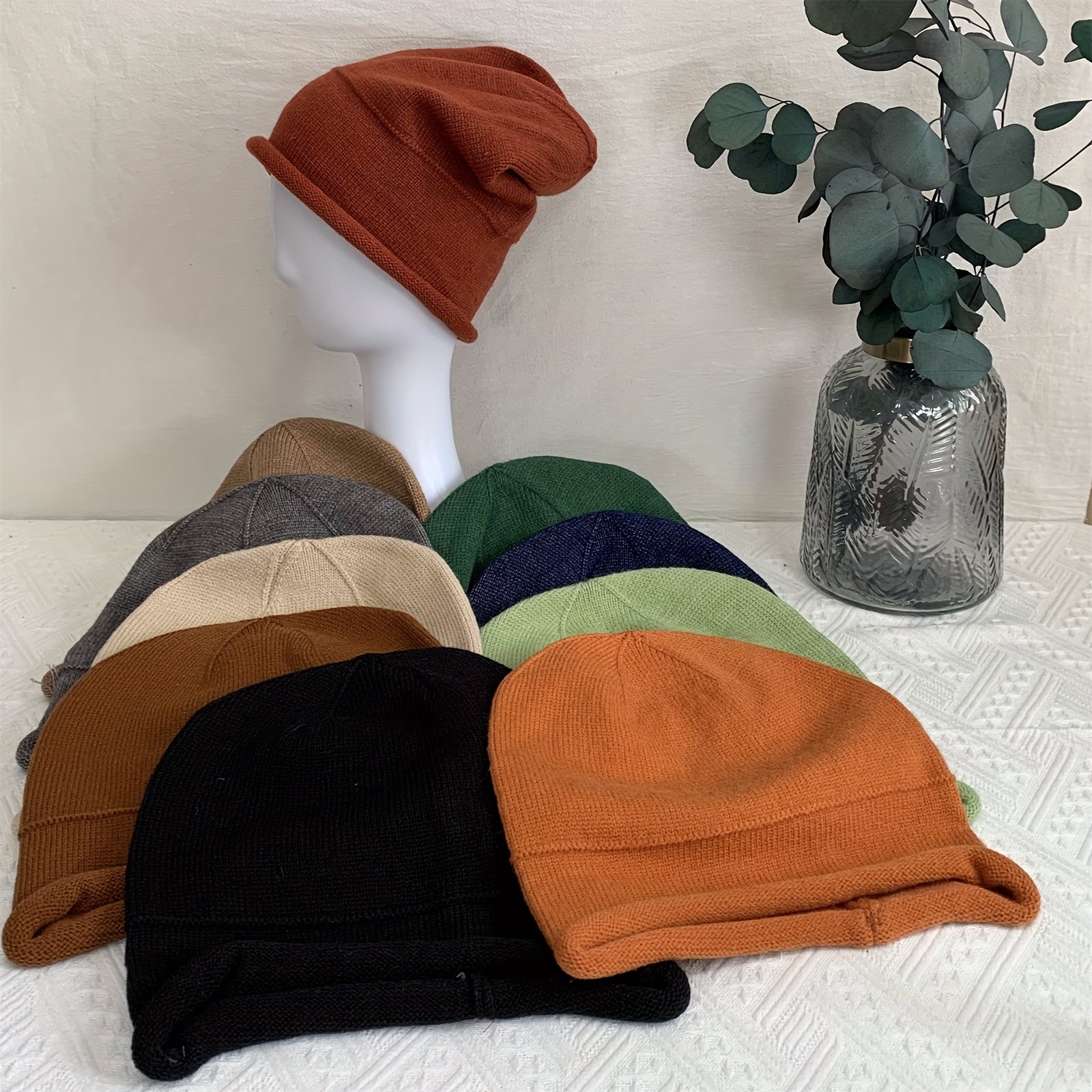Solid Knitted Hat Ear Protection Warm Hat For Running Cycling