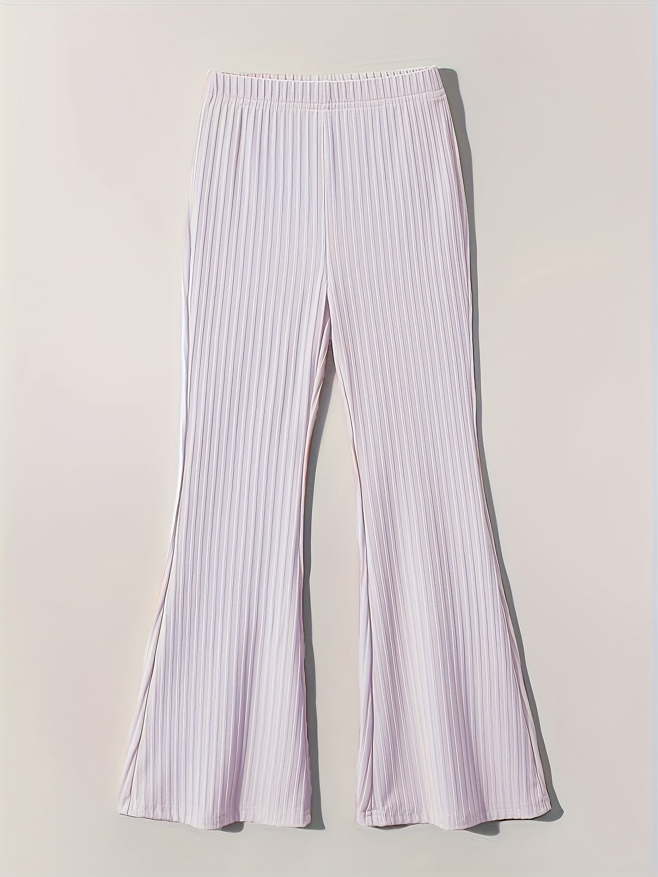 Girls' Stretchy Ribbed Knit Flare Pants Elastic Waist
