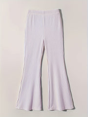 Girls' Stretchy Ribbed Knit Flare Pants Elastic Waist