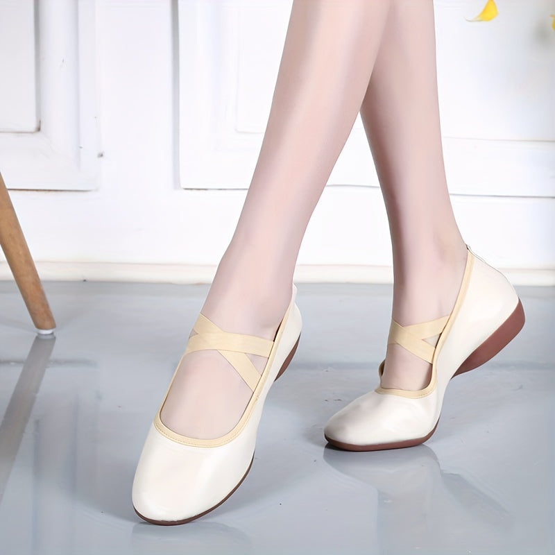 Women's Solid Cross Strap Soft Sole Ballet Dance Shoes