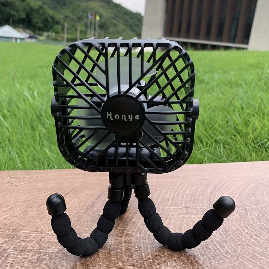 Square Fan USB Charging Portable Fan Octopus Mini Night Light Fan