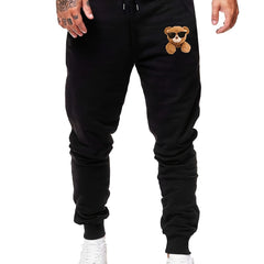 Men's Bear Sunglasses Sherpa Fleece Drawstring Sweatpants