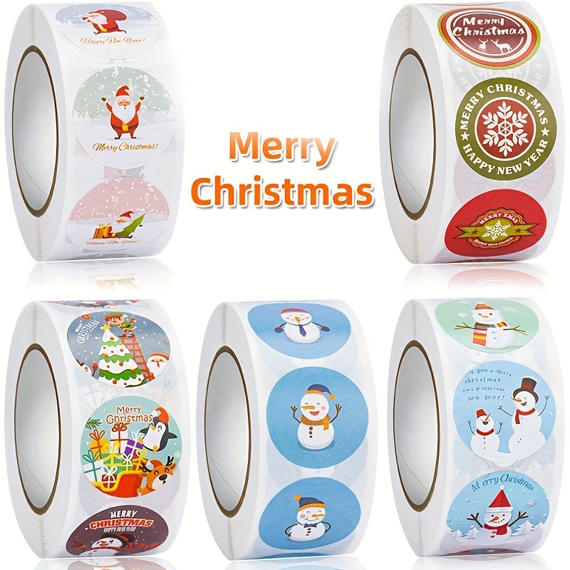 500 Merry Christmas Stickers Roll Xmas Gift Decoration Seal