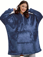 Casual Lounge Robe Women's Plus Soft Sherpa Wearable Blanket