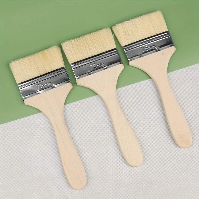 Long Handle Wool Brush Set Wooden Handle Paint Brush Soft Hair Brush Barbecue